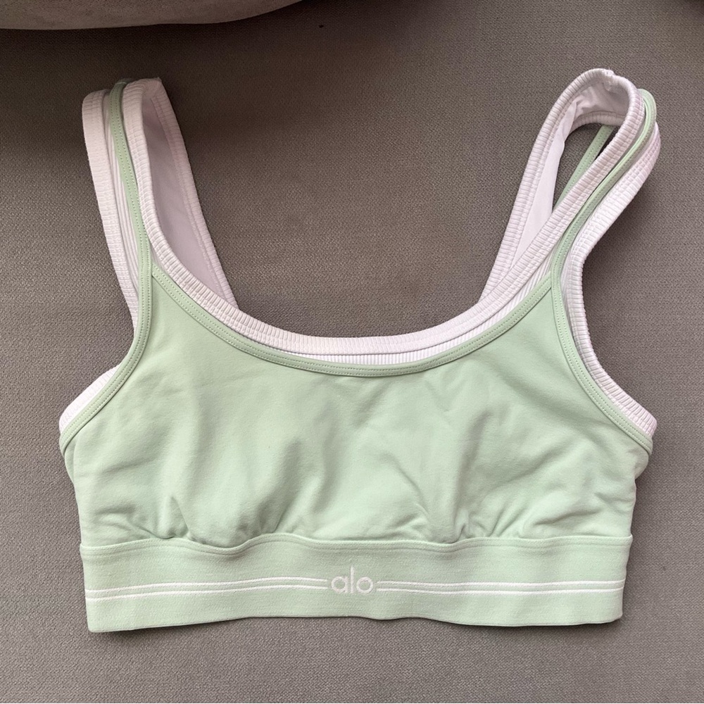 Alo Yoga Alosoft Better Together Bra Spearmint/White S - Picture 4 of 10